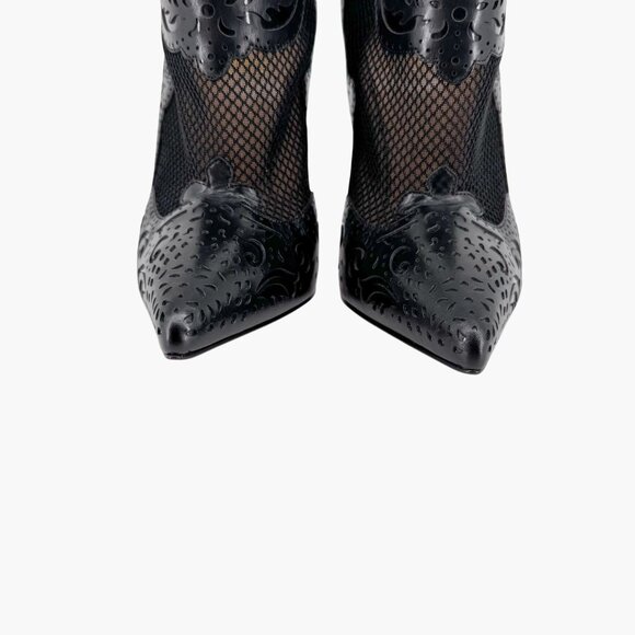 Christian Louboutin Mandolina Black Laser Cut Booties Size 37.5 US 7.5 Women's - Picture 7 of 14